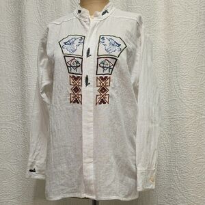 Embroidered White Button Down Shirt